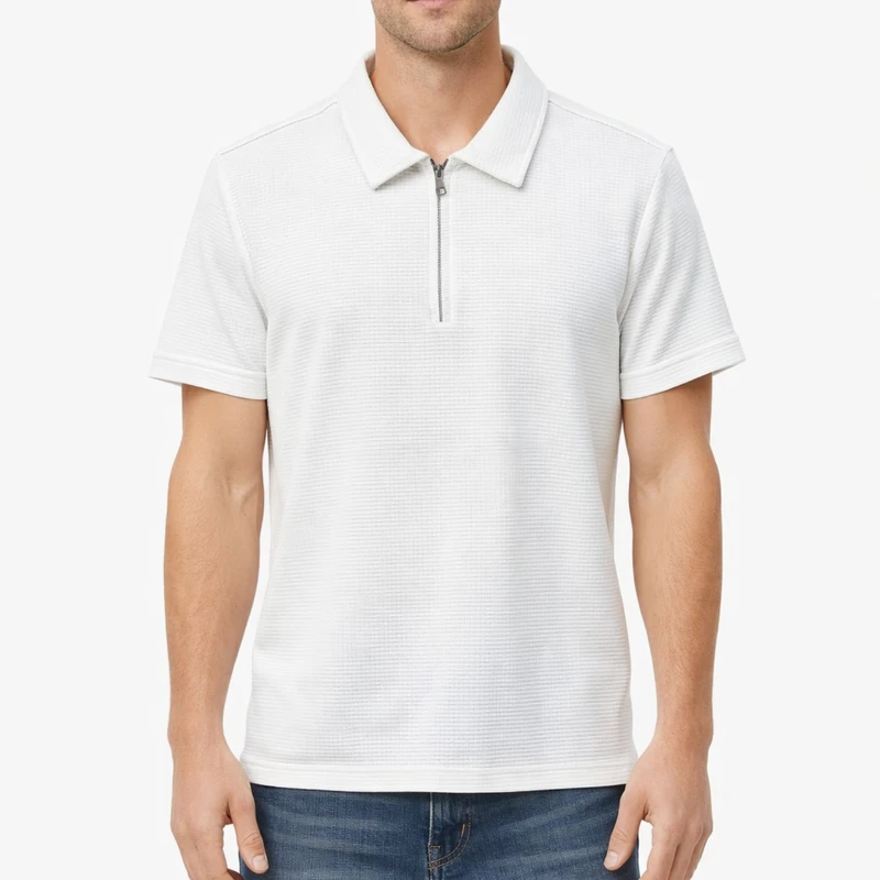 پولوشرت آستین کوتاه مردانه مدل نیم زیپ