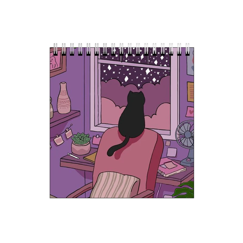 دفتر طراحی طرح گربه و پنجره پرستاره کد 5608316