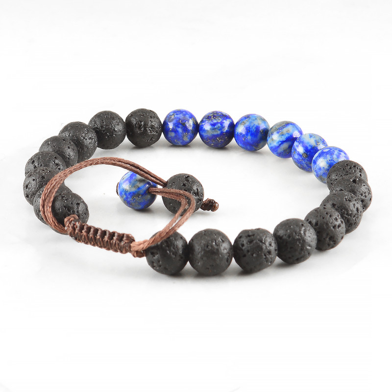 دستبند مردانه مدل سنگ لاجورد و لاوا