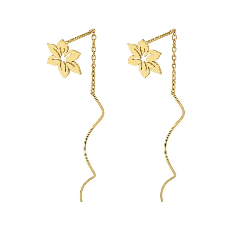 گوشواره بخیه‌ای طلا 18 عیار زنانه مان گالری مدل کرلی گل کد EA01-0034200