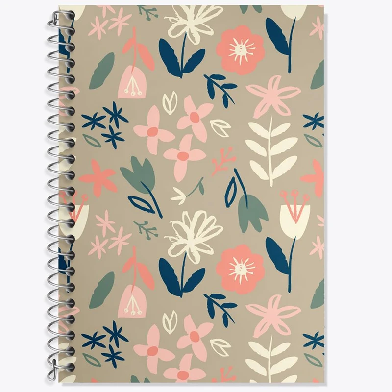 دفتر زبان 50 برگ خندالو مدل دو خط طرح گل گلی کد 29007