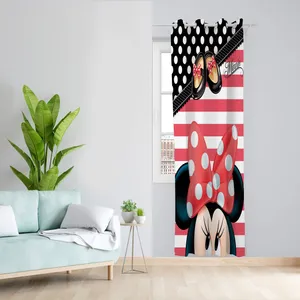  پرده مدل اتاق کودک مخمل پانچی طرح میکی موس کد 2648 سایز 140x280 سانتی متر