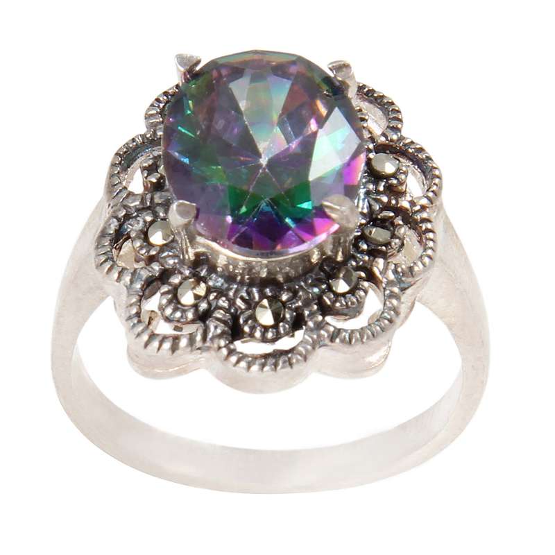 انگشتر نقره زنانه بازرگانی میلادی مدل الکساندریت کد AW_511