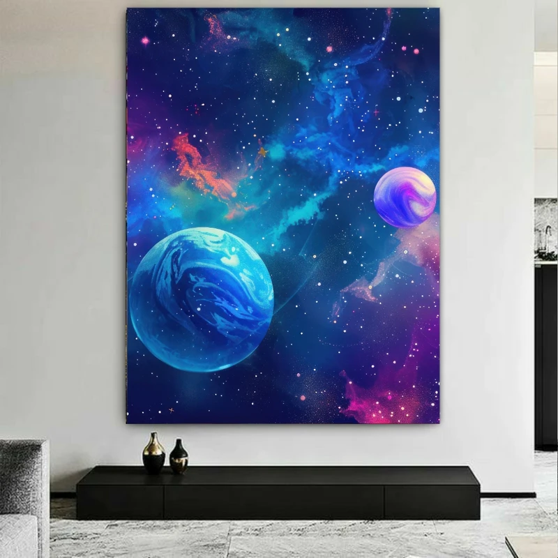 تابلو بوم طرح مخمل نجوم مدل کهکشان رنگارنگ کد BK23056