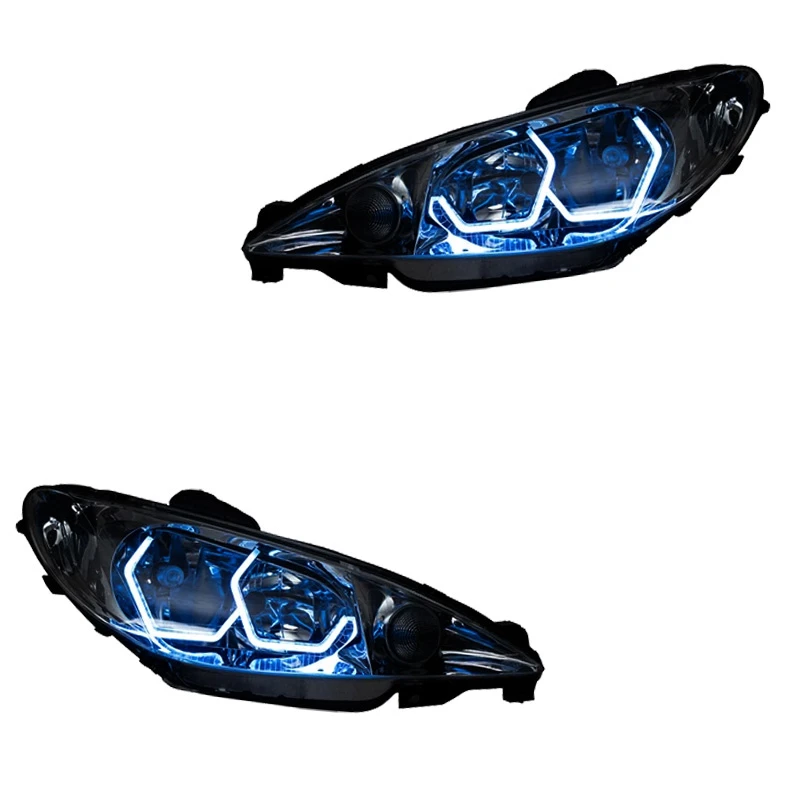 چراغ جلو خودرو گروه پژوهش صنعت مدرن مدل 3D-I8-Ice مناسب برای پژو 206 بسته دو عددی