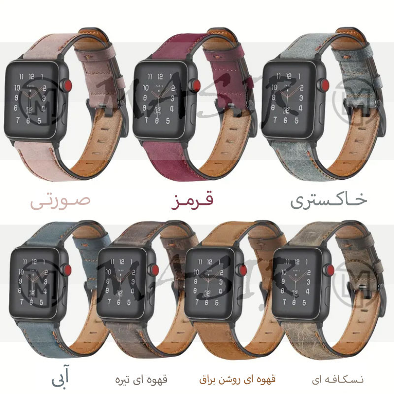 بند مسیر مدل Fashion Temu Leather Strap مناسب برای اپل واچ سری 1/2/3/4/5/6/7/8/9/ SE / ULTRA / ULTRA 2 سایز 42/44/45/49 میلی متری