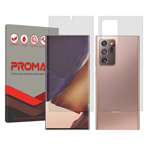 Promate Resistant model transparent screen protector suitable for Samsung Galaxy Note20 Ultra mobile phone along with phone back protector