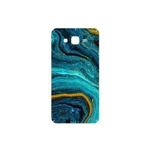 MAHOOT Turquoise marblewith golden streaks Cover Sticker for Samsung Galaxy J7 2015