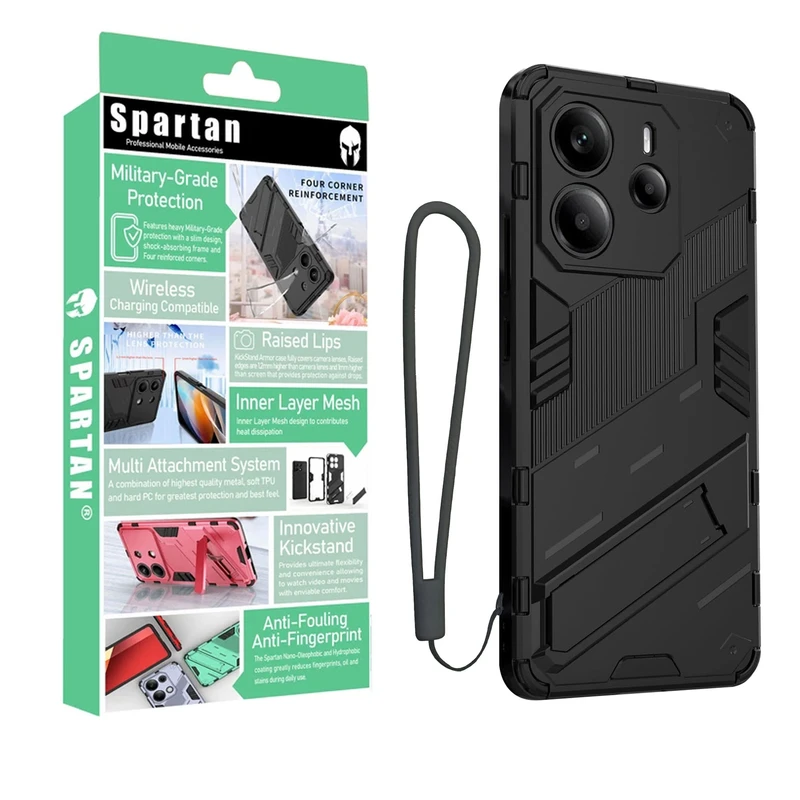 کاور اسپارتان مدل Bibercas Strap مناسب برای گوشی موبایل شیائومی Redmi Note 14 4G به همراه بندآویز