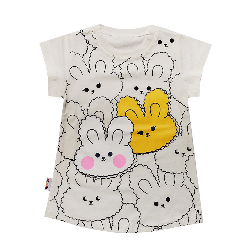 تی شرت آستین کوتاه دخترانه آیلین طرح خرگوش کد 150010