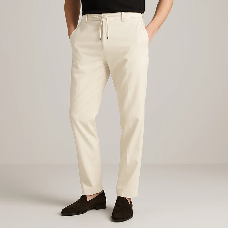 شلوار مردانه کروم مدل پارچه ای کمربند دار 2422506