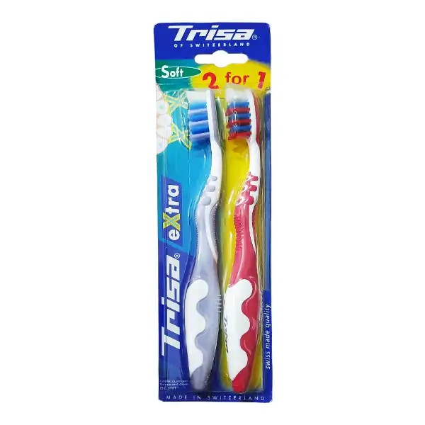 مسواک تریزا مدل EXTRA 2 in 1 با برس نرم بسته 2 عددی
