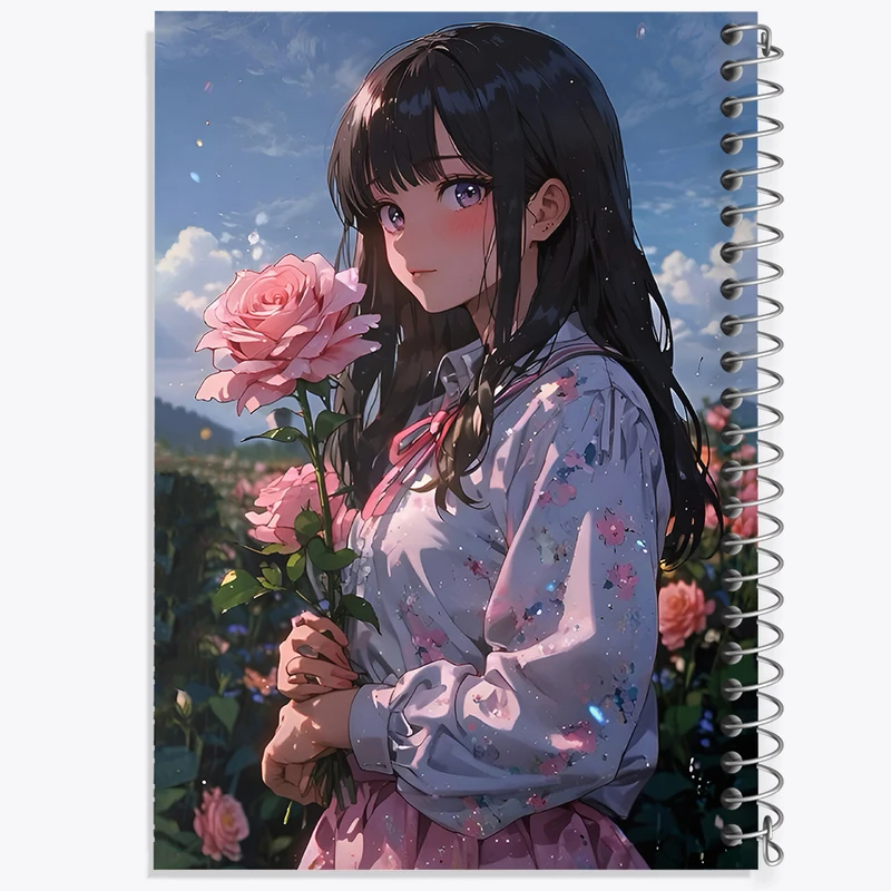 دفتر ژورنال نویسی 50 برگ خندالو مدل نقطه ای طرح دختر انیمه ای کد F7001