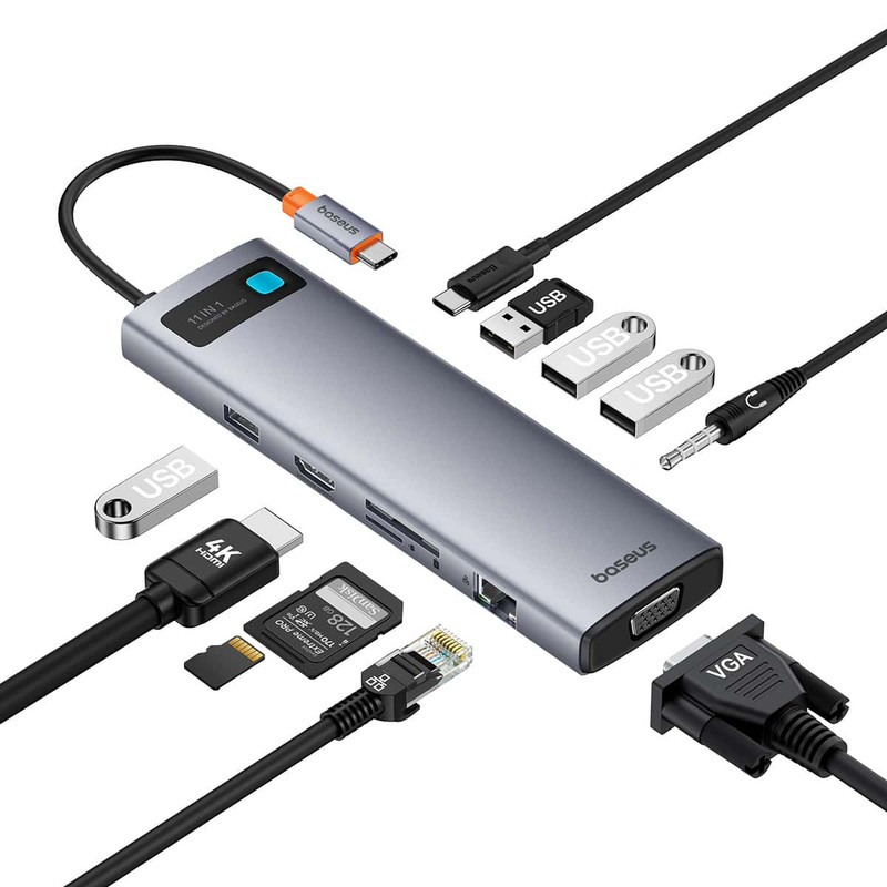 هاب 11 پورت USB-C بیسوس مدل Clarity 4K@60HZ