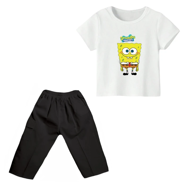 ست تی شرت و شلوارک پسرانه مدل باب اسفنجی