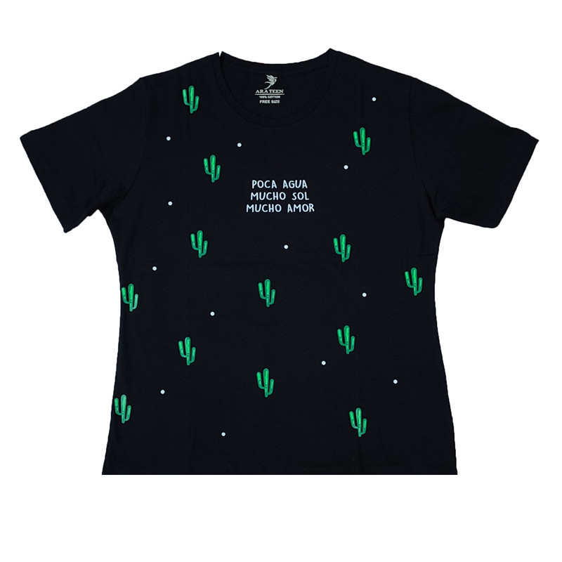 تی شرت آستین کوتاه زنانه مدل تمام چاپ کاکتوس کد 01
