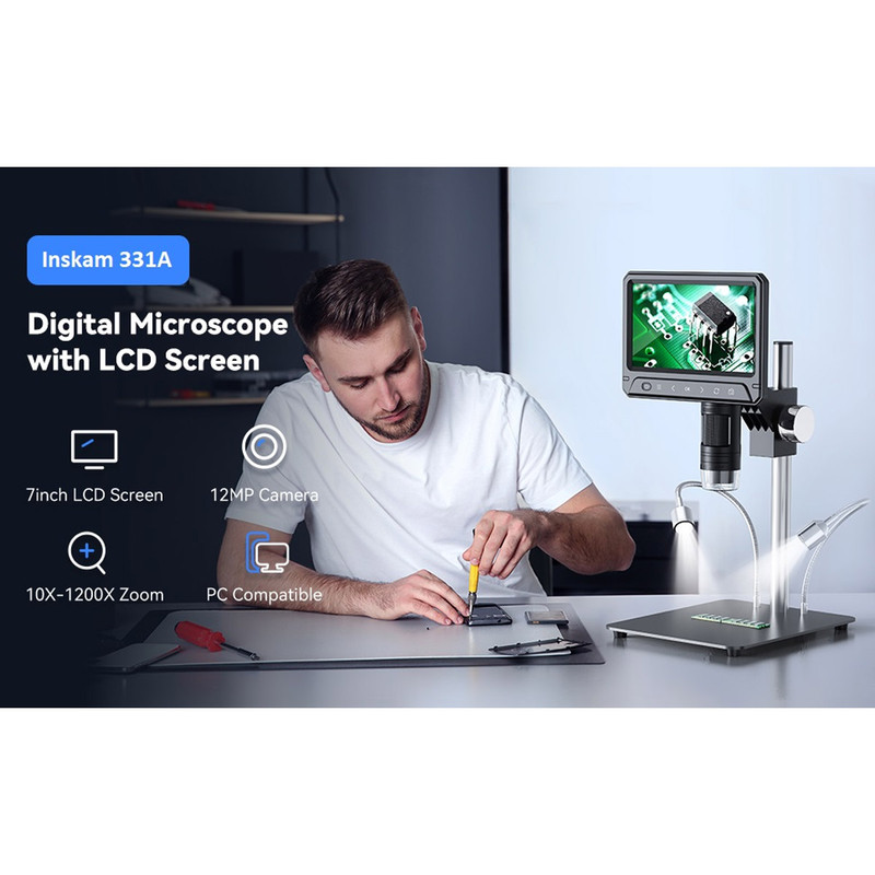 میکروسکوپ دیجیتال مدل 7inch 12MP HD 1200X به همراه ریموت