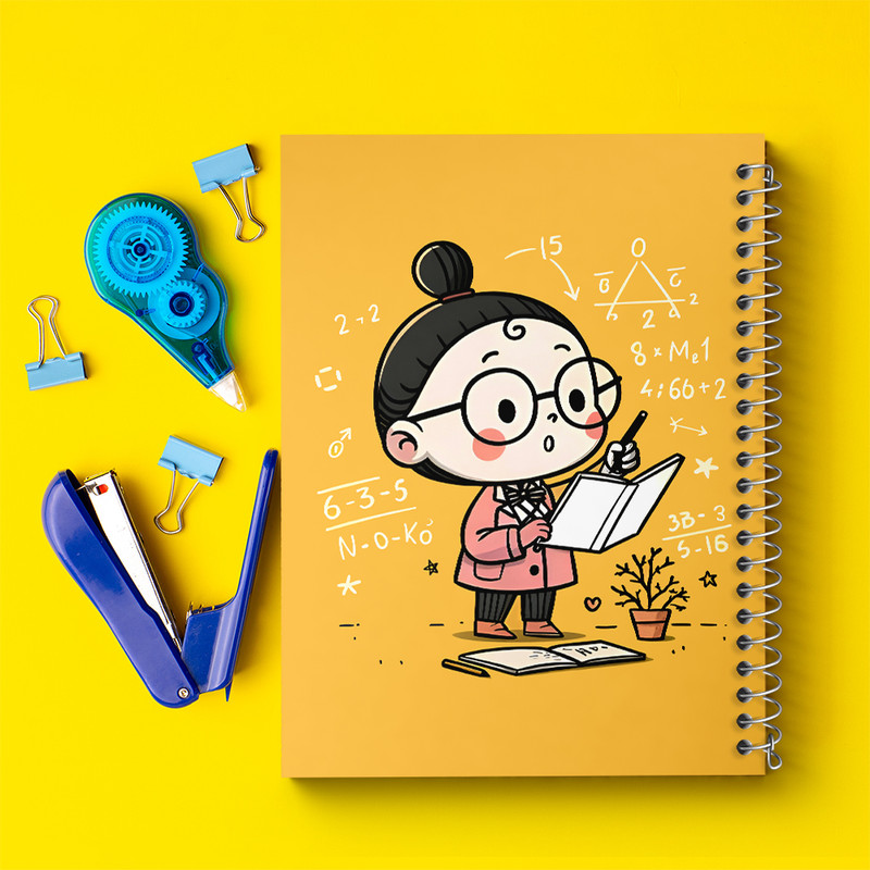 دفتر مشق 100 برگ خندالو طرح دختر ریاضیدان کد F8044