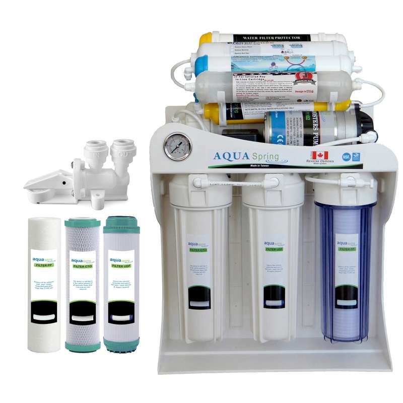 دستگاه تصفیه کننده آب آکوآ اسپرینگ مدل UF - SF4200 به همراه فیلتر بسته 3 عددی و کیت نشتی گیر