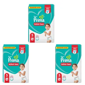 پوشک پریما مدل شورتی سایز 5 بسته 42 عددی مجموعه 3 عددی
