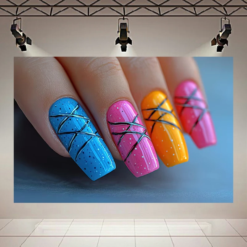  تابلو بوم طرح مخمل کاشت ناخن مدل هندسی کد AR303253