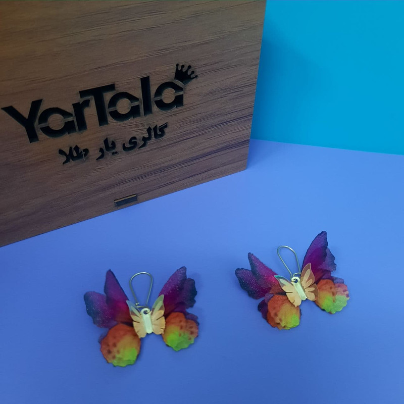 گوشواره طلا 18 عیار زنانه گالری یارطلا طرح پروانه کد AGP31