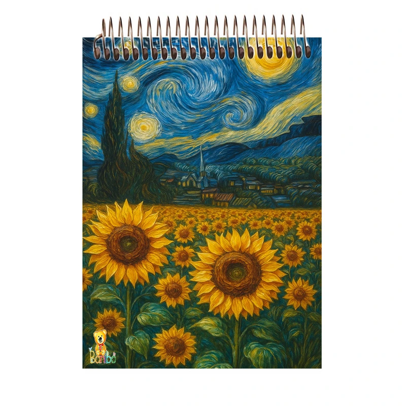 دفترچه نقاشی 100 برگ بانیبو مدل گلهای افتابگردان کد 2730