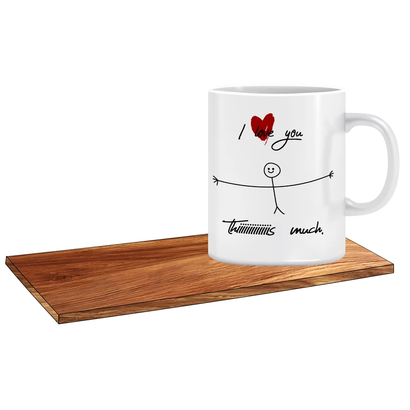 ماگ ال ایکس پی طرح عشق i love you کد 377 به همراه زیر لیوانی