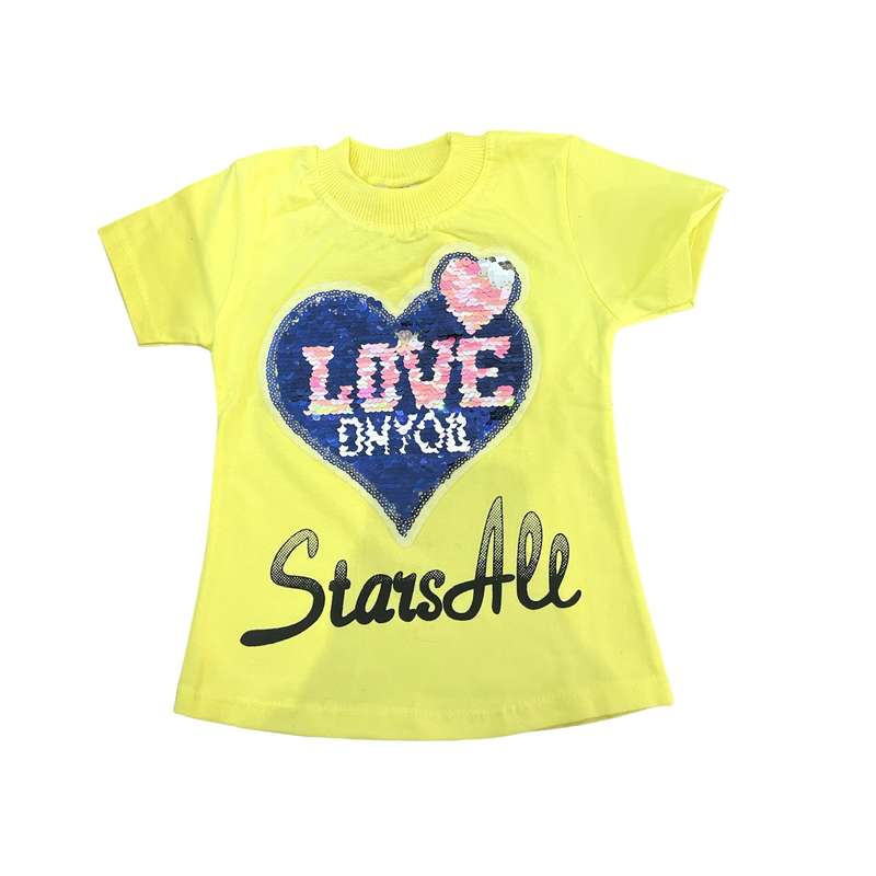 تی شرت آستین کوتاه دخترانه مدل پولکی