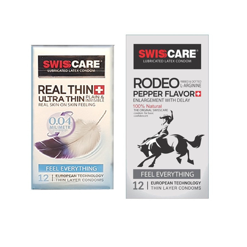 کاندوم سوئیس کر مدل REAL THIN RODEO مجموعه 2 عددی کاندوم سوئیس کر مدل REAL THIN RODEO مجموعه 2 عددی