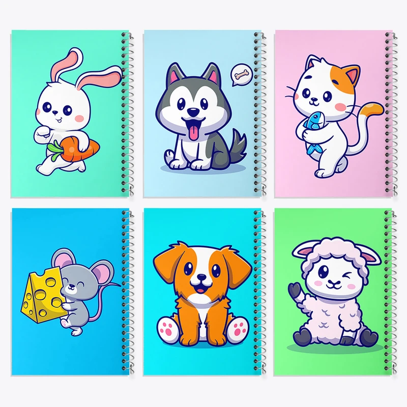 دفتر نقاشی 50 برگ خندالو طرح حیوانات بامزه کد 422 مجموعه 6 عددی