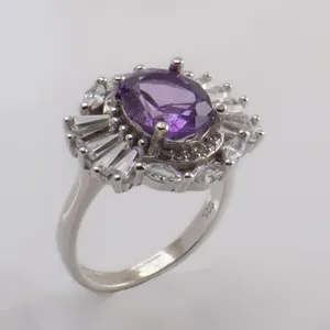 انگشتر نقره زنانه مدل آمیتیست R37