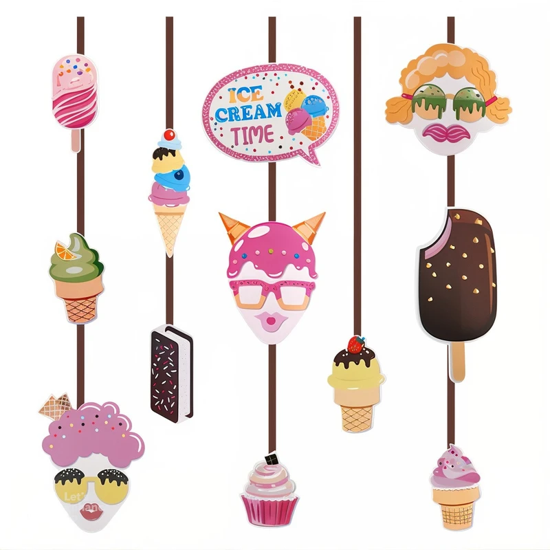 ریسه تزئینی مدل بستنی کد IceCreamSaghfiAviz1 مجموعه 12 عددی