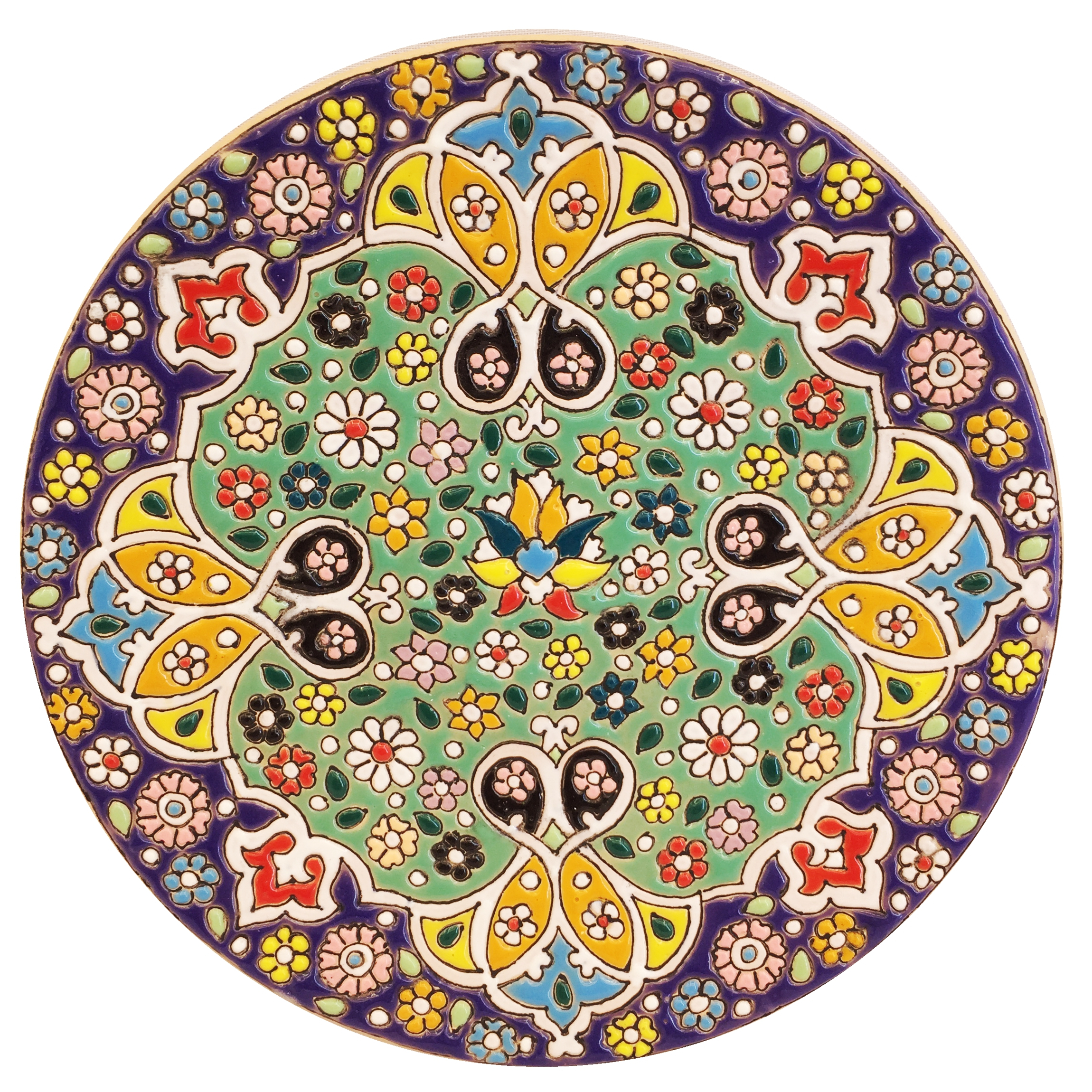 بشقاب میناکاری سفالی زمانیان کد ZMN15040