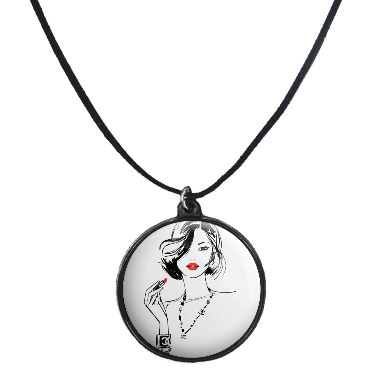 گردنبند پرمانه طرح دخترونه کد pmb.4409 مدل دو طرفه