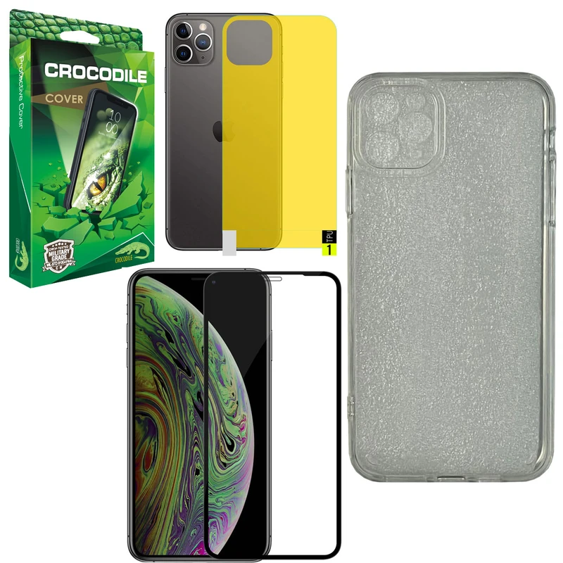 کاور کروکودیل مدل CO-PC-AAA مناسب برای گوشی موبایل اپل Iphone 11 Pro به همراه محافظ صفحه نمایش و محافظ پشت گوشی