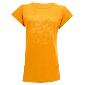 تی شرت آستین کوتاه زنانه مدل دوچرخه نگینی کد tm-1937 رنگ زرد