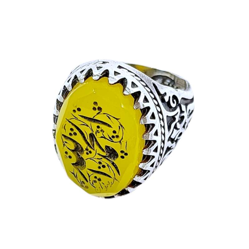 انگشتر نقره مردانه مدل عقیق حکاکی الحمدالله