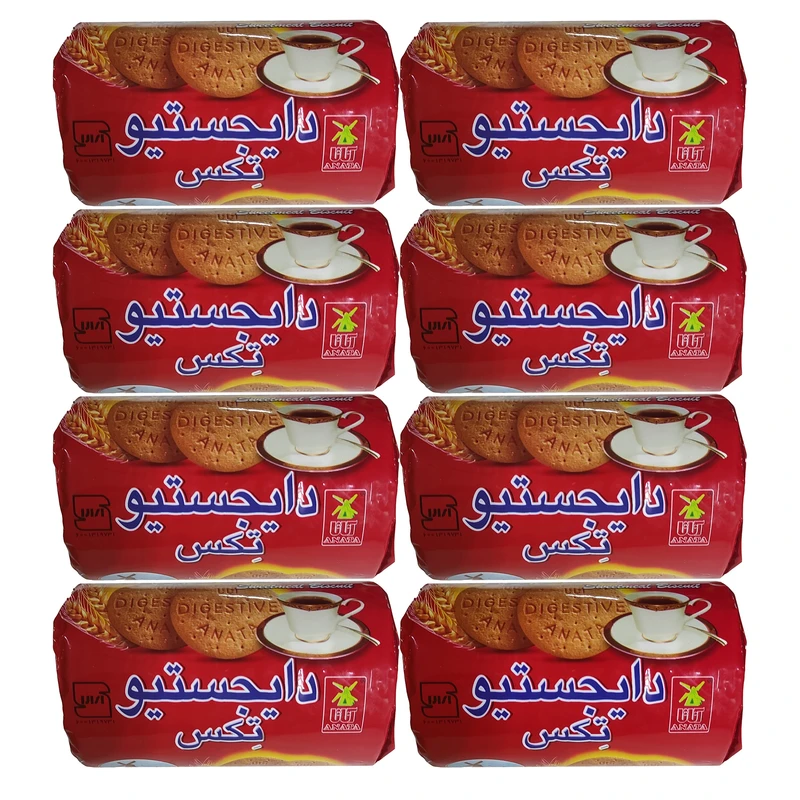 بیسکویت دایجستیو سبوس دار آناتا - 170 گرم بسته 8 عددی
