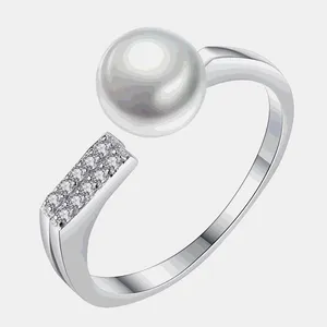  انگشتر نقره زنانه قیراط طرح مروارید کد GH4452