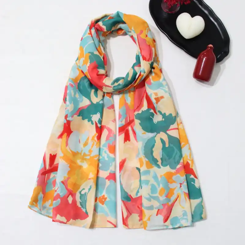 شال زنانه مدل نخی بهاری طرح برگ کد ana-4070