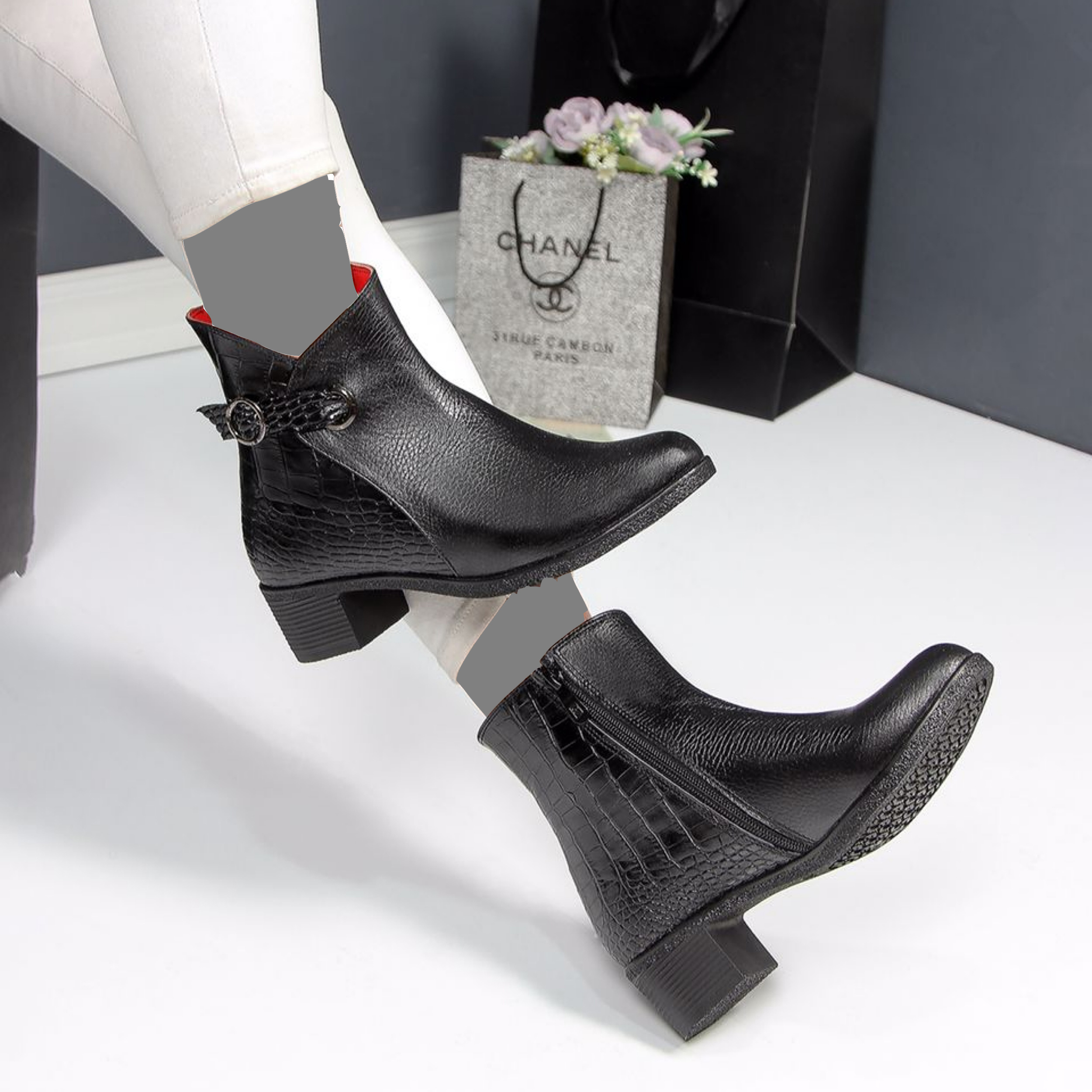 نیم بوت زنانه پاتن چرم آفتاب مدل S2