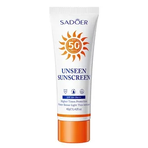 کرم ضد آفتاب بدون رنگ صورت و بدن سادور spf50 مدل UNSEEN محافظ PA+++,UVA،UVB مناسب برای انواع پوست وزن 40 گرم