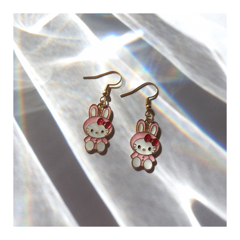 گوشواره دخترانه مدل گربه هلو کیتی