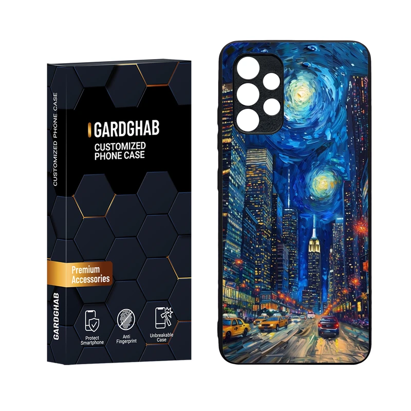 کاور گارد قاب مدل دورژله ای پشت گلس هنری مناسب برای گوشی موبایل سامسونگ Galaxy A32 4G