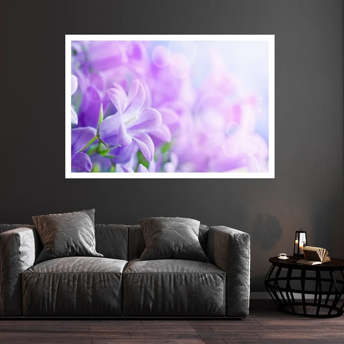 تابلو بکلیت طرح طبیعت و گل بنفش مدل قاب شاسی W-s8648