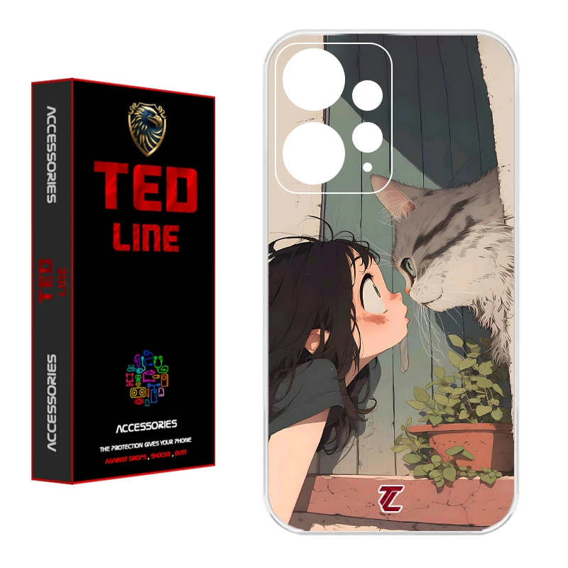 کاور تدلاین طرح دختر و گربه کد 1205 مناسب برای گوشی موبایل شیائومی Redmi Note 12 4G