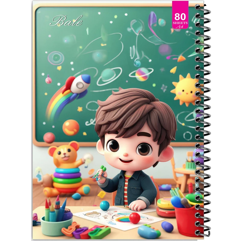 دفتر نقاشی 80 برگ بله مدل رحلی طرح فانتزی پسرانه کد A4-M376