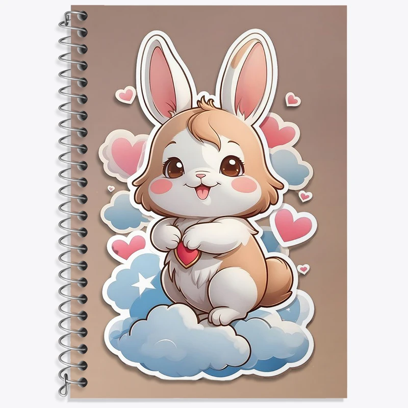 دفتر زبان 50 برگ خندالو مدل دو خط طرح خرگوش کیوت کد N2108