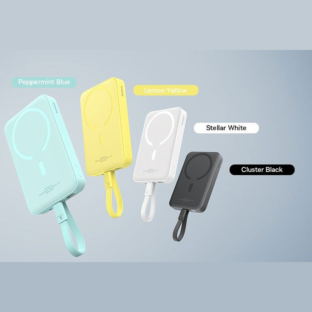 پاوربانک بی‌سیم 30 وات باسئوس مدل Magnetic Mini ظرفیت 10000 میلی آمپر ساعت